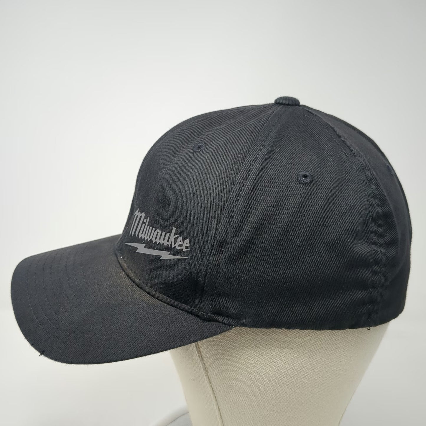 Milwaukee Baseball Cap Black One Size Flexfit Gray Logo Stretch Fit Work Hat