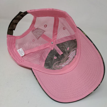 Tractor Supply Company Womens Strapback Mesh Back Hat Pink Camo Embroidered Logo