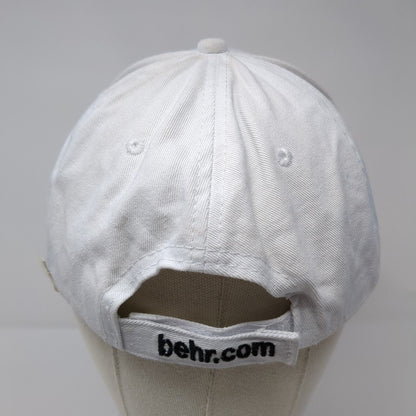 BEHR Strapback Hat White One Size Adjustable Embroidered Vented Holes 6 Panel