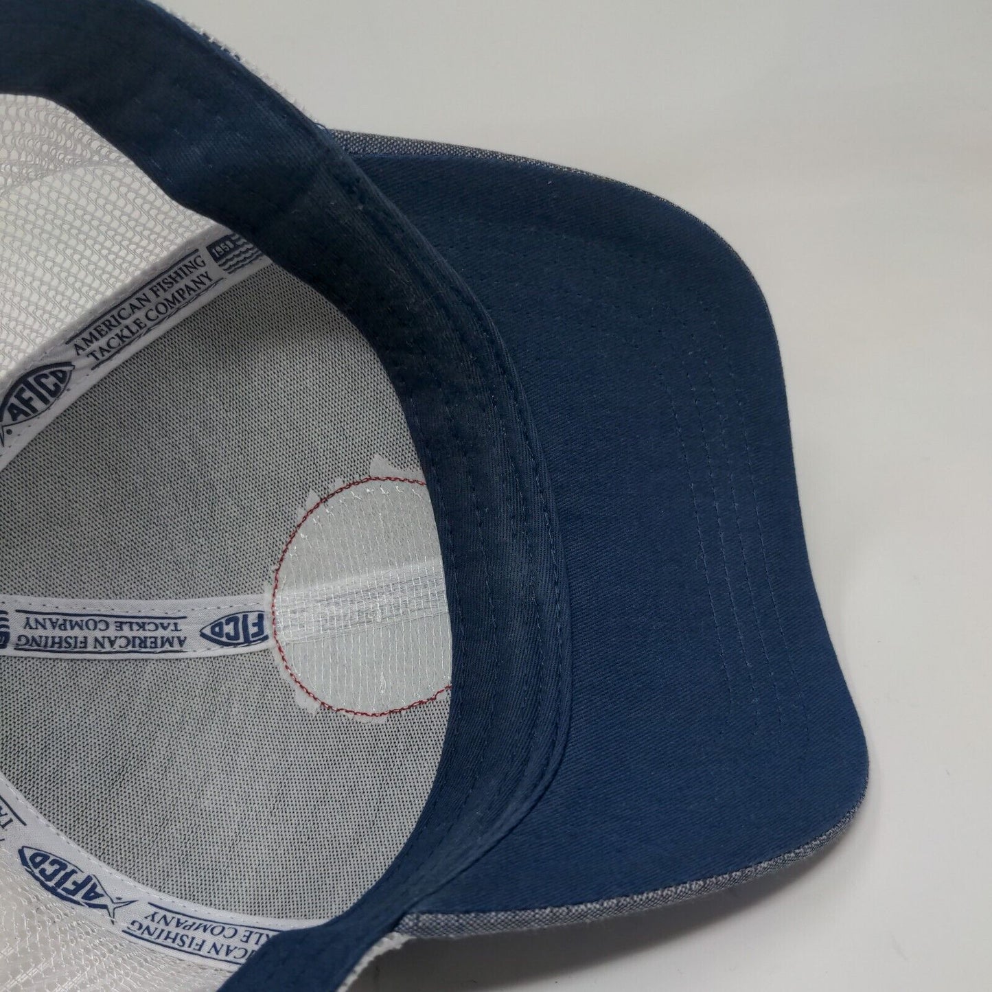 American Fishing Tackle Company Men's Snapback Mesh Back Hat Blue White Logo