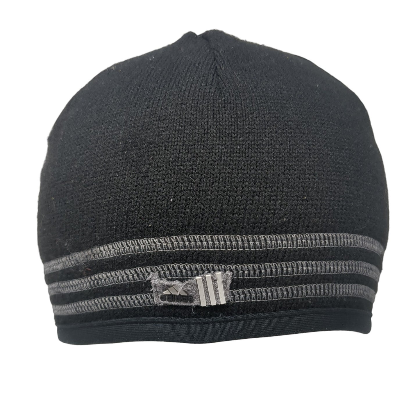 Adidas Beanie Hat Black One Size Stretch Hand Knitted Lightweight Polyester