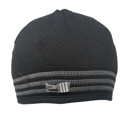 Adidas Beanie Hat Black One Size Stretch Hand Knitted Lightweight Polyester