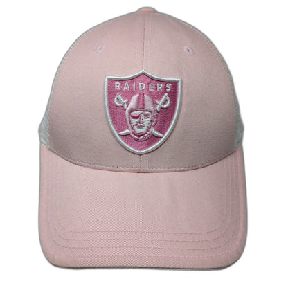Las Vegas Raiders NFL Trucker Hat Pink One Size Mesh Back Snapback Shield Logo