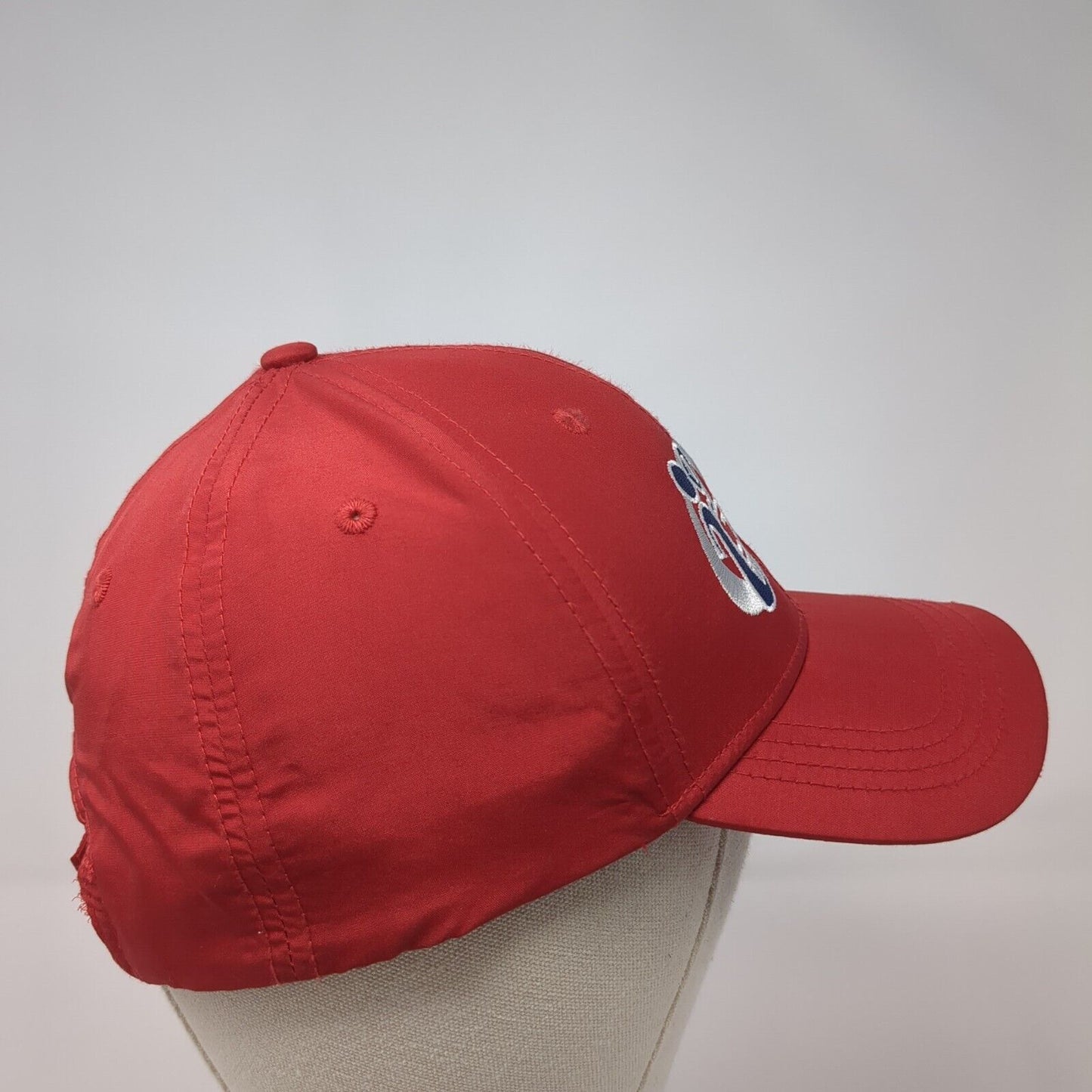 i9 Sports Strapback Hat Red One Size Adjustable Embroidered 6 Panel