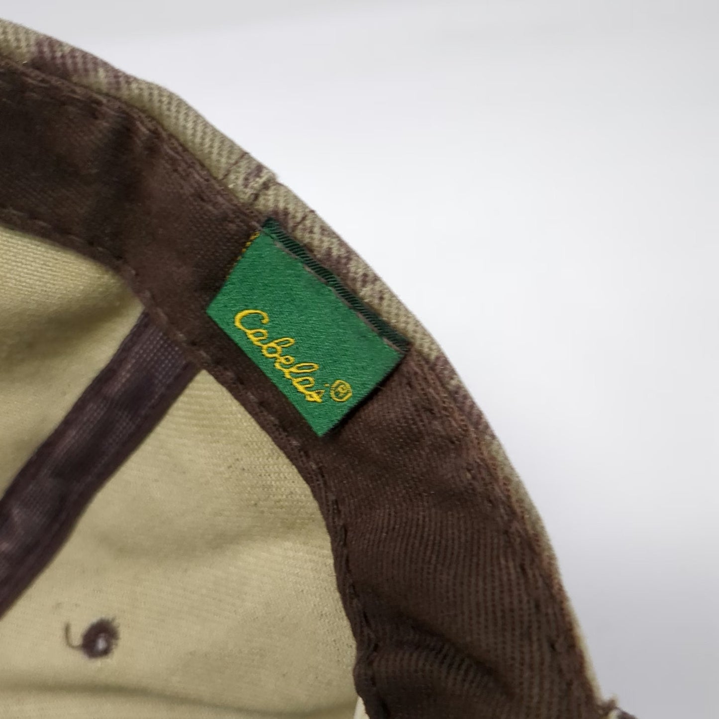 Cabela's 5 Panel Brown Advantage Camo Hat Vintage Made in USA Snapback Hunting