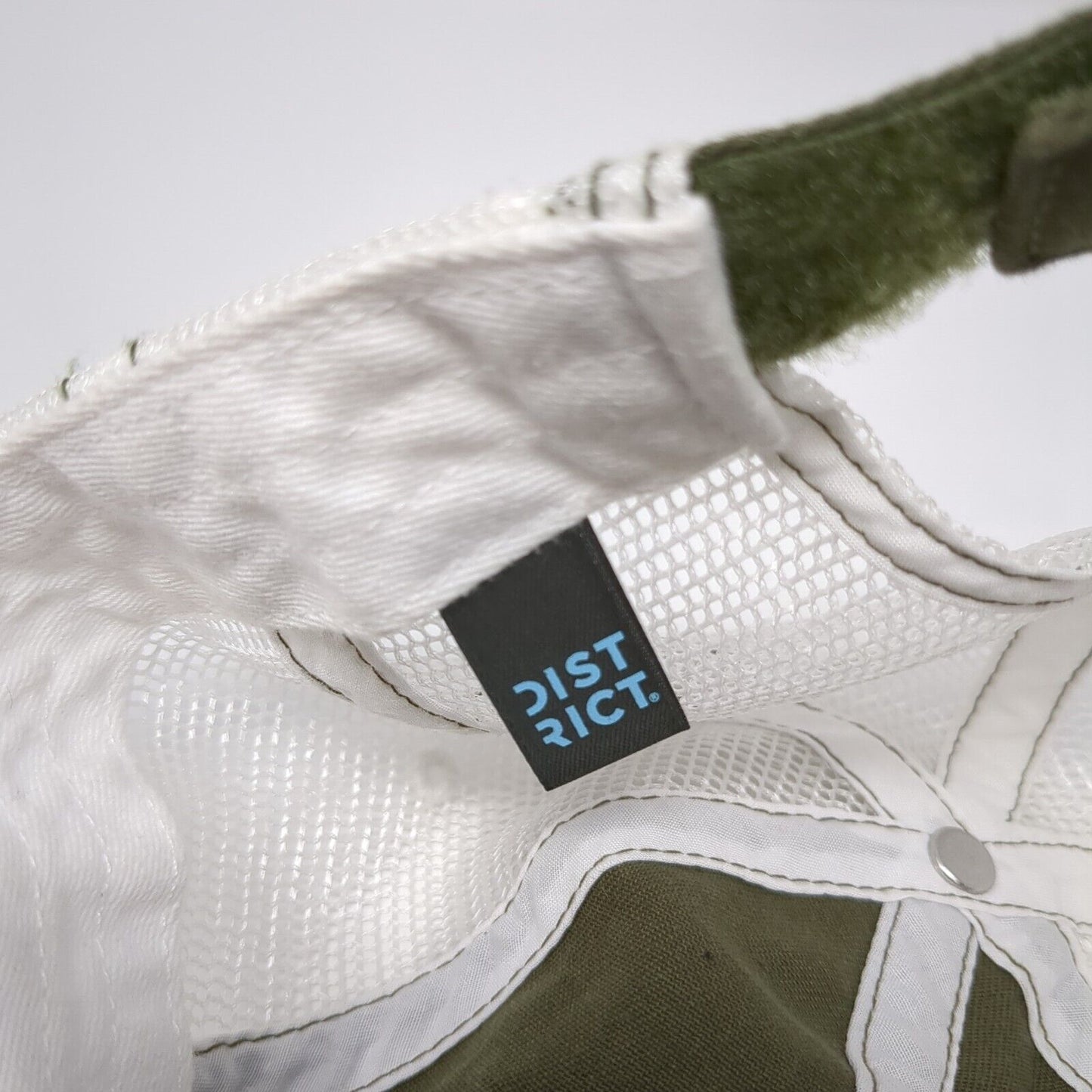 District Strapback Mesh Back Trucker Hat Green OSFA Embroidered