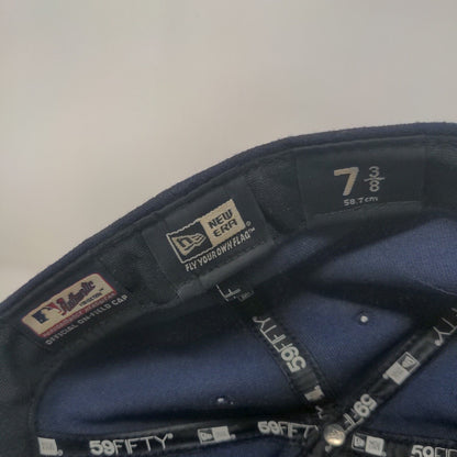 New Era Men's Fitted Hat Blue 7 3/8 Tampa Bay Rays Logo 59Fifty Made in USA