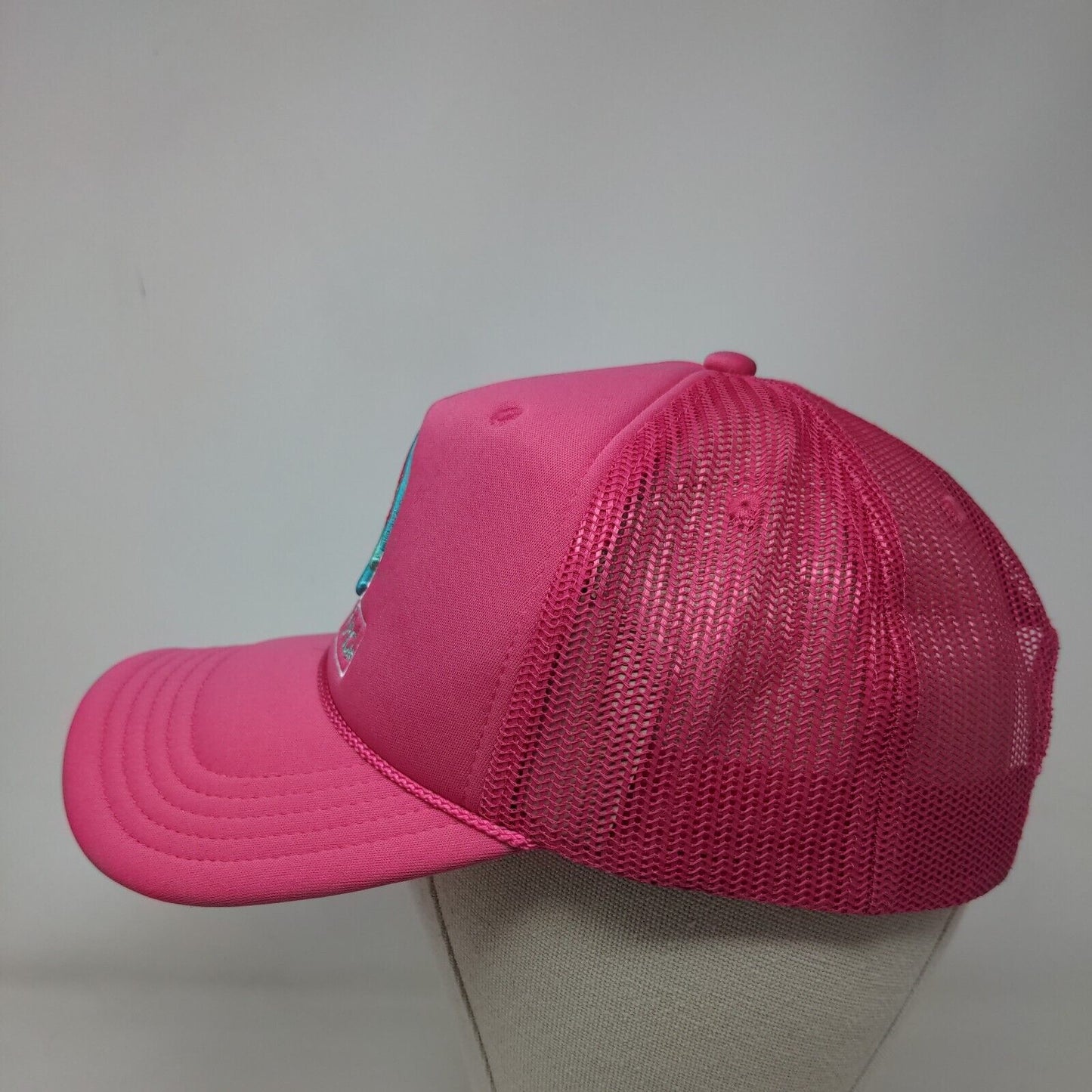 Sea World Snapback Mesh Back Rope Trucker Hat Pink One Size Embroidered