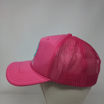 Sea World Snapback Mesh Back Rope Trucker Hat Pink One Size Embroidered