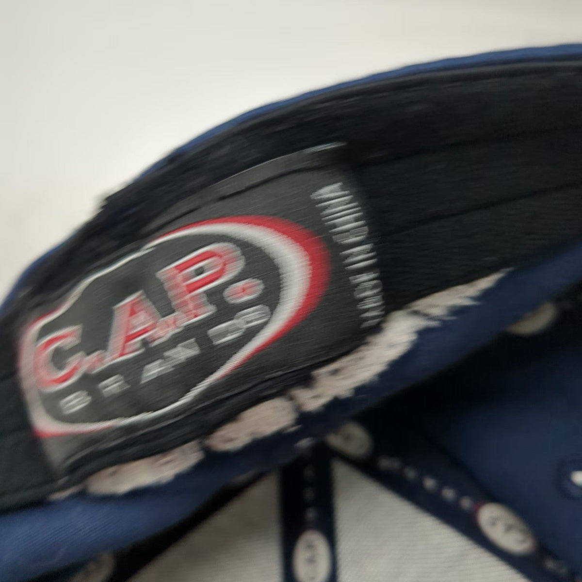 C.A.P. Brands Baseball Cap Blue M Cumberland Perry AVTS Stretch Fit Hat Logo CP