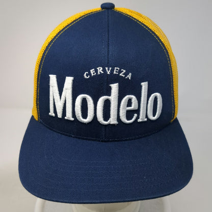 Modelo Trucker Hat Blue Yellow One Size Mesh Back Snapback Cerveza Beer Logo