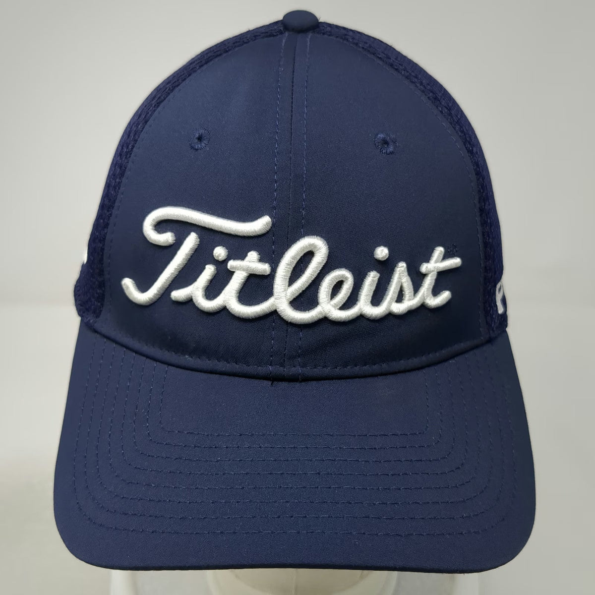 Titleist Baseball Cap Blue L New Era Mesh Back Pro V1 FJ Logo Stretch Fit Hat