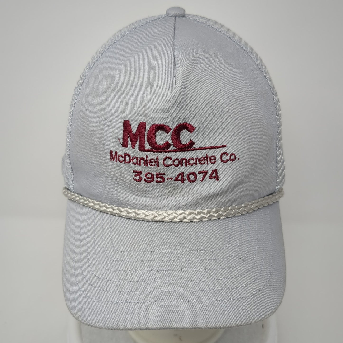 MCC McDaniel Concrete Co. Rope Trucker Hat Gray One Size Mesh Back