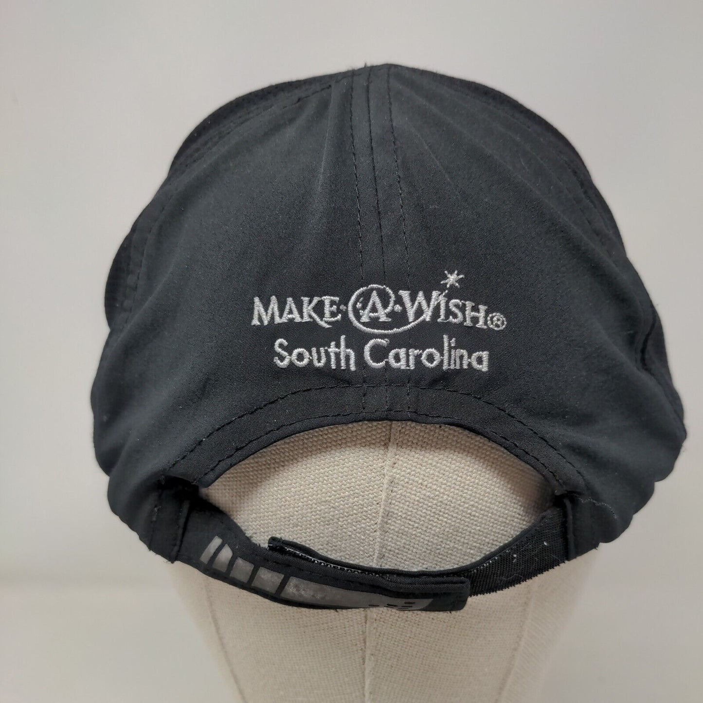 Running Wild For Wishes Strapback Hat Black One Size Mesh Embroidered