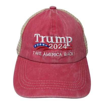 Trump 2024 Take America Back Trucker Hat Red OS Adjustable Patriotic Mesh Back