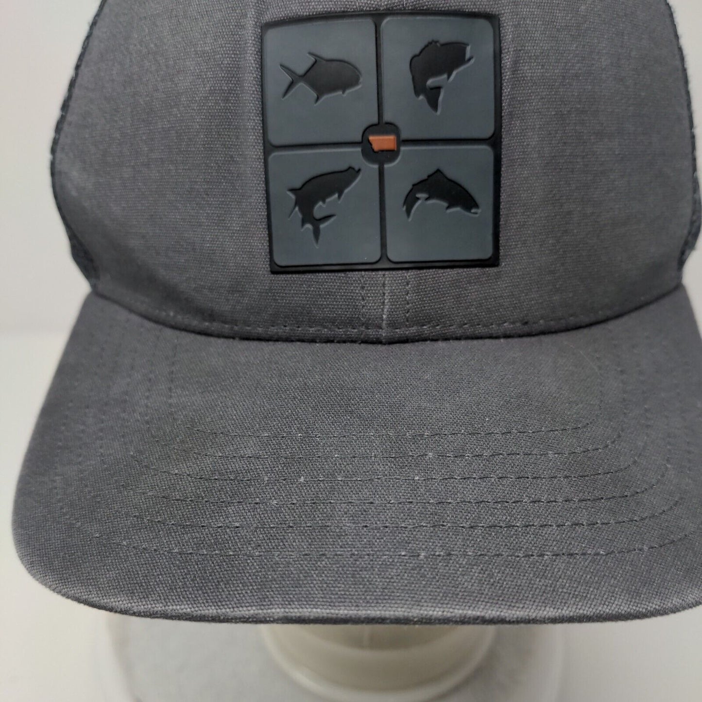 Simms Fishing Snapback Trucker Hat Gray One Size Mesh Back Outdoor