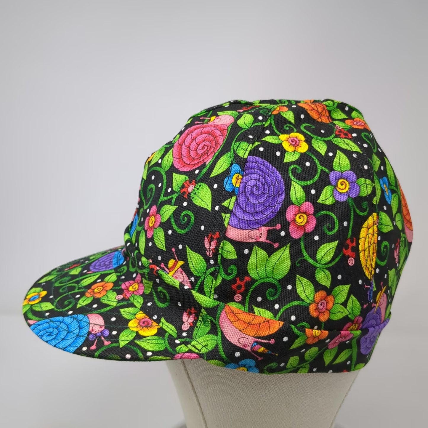 Kromer Welding Cap Green 7 3/8 Snail Floral Print Polka Dot Fitted Hat USA