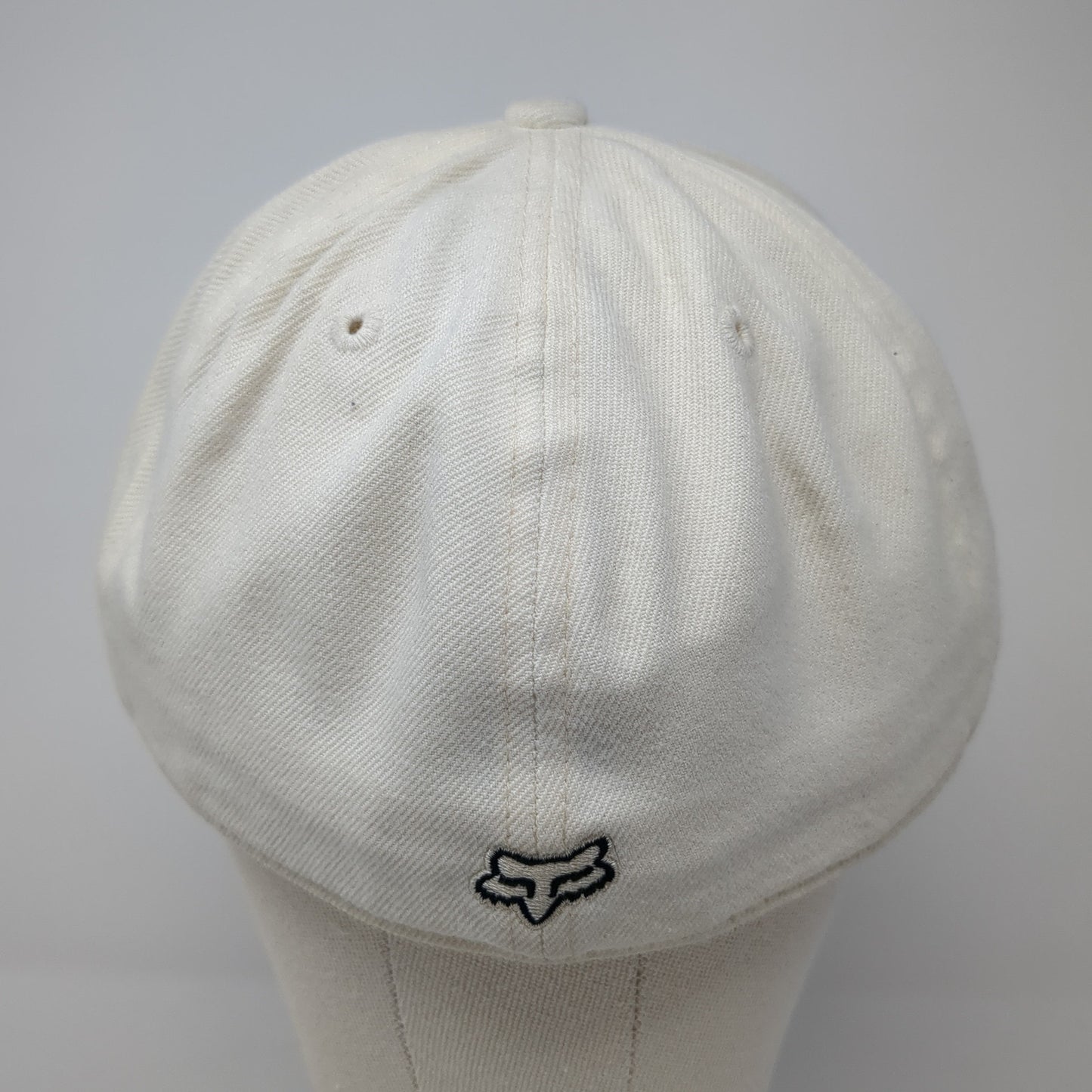Fox Head Fitted Hat White 7 5/8 Embroidered Logo Solid Outdoor 6 Panel
