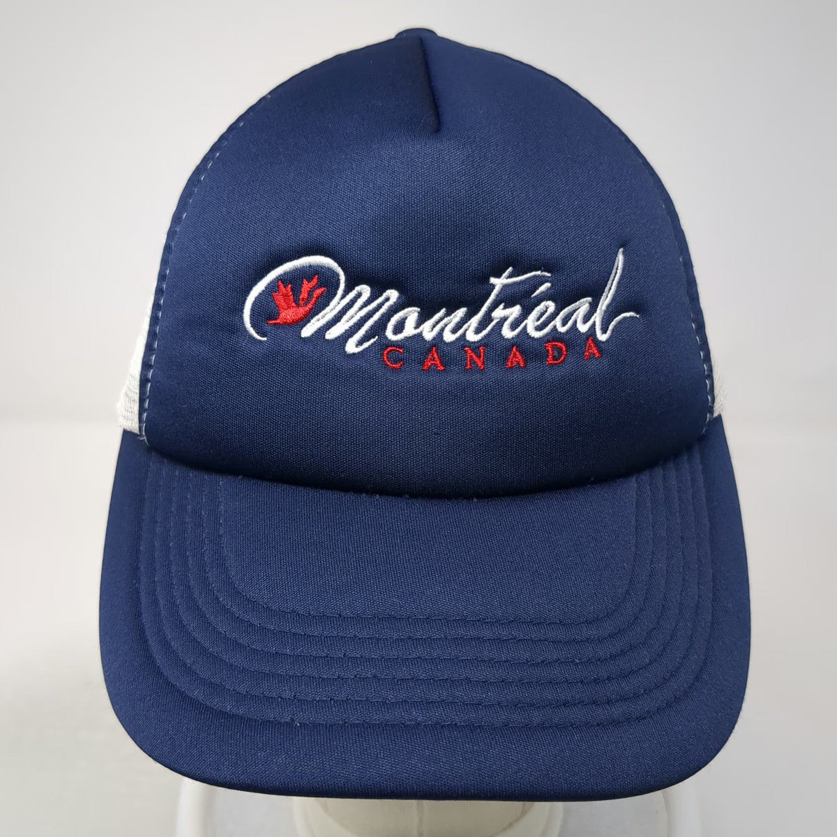 Blue One Size Trucker Hat Montreal Canada Maple Leaf Mesh Back Snapback Logo