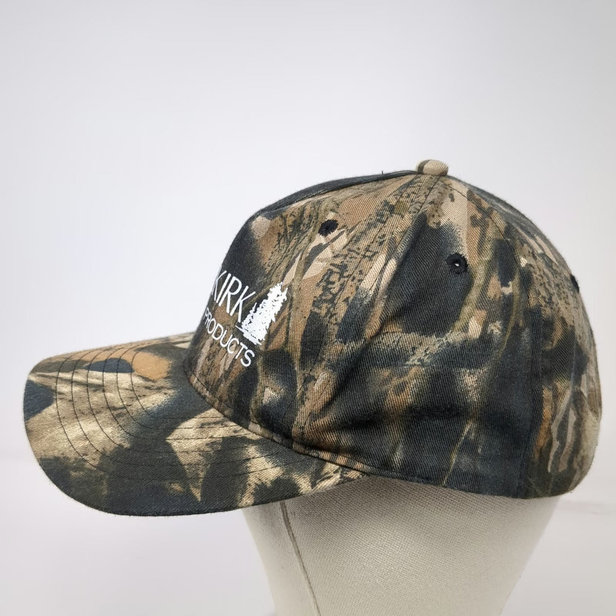 AJM International 5 Panel Brown One Size Camo Forest Products Logo Slideback Hat