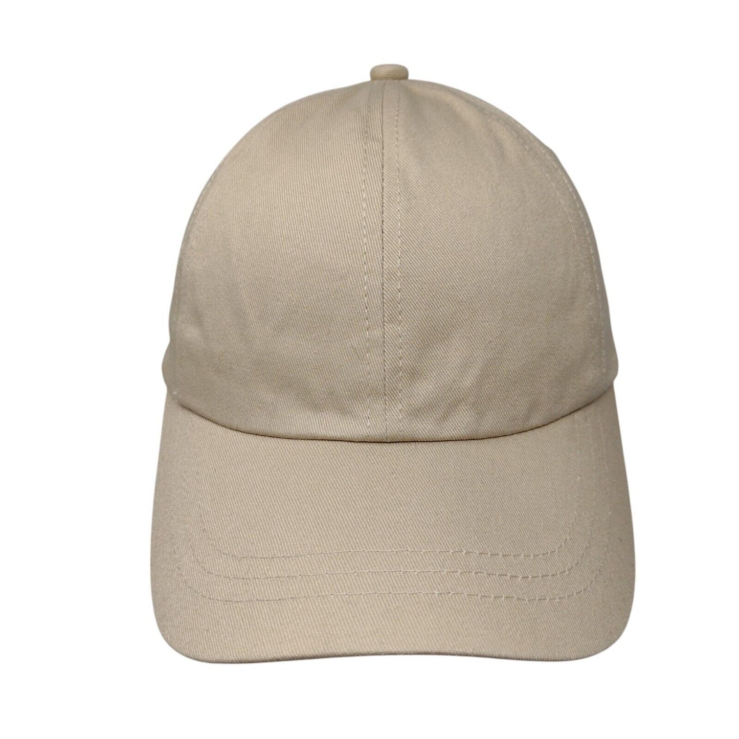 Unbranded Strapback Hat Tan One Size Adjustable Vented Holes 6 Panel Blank