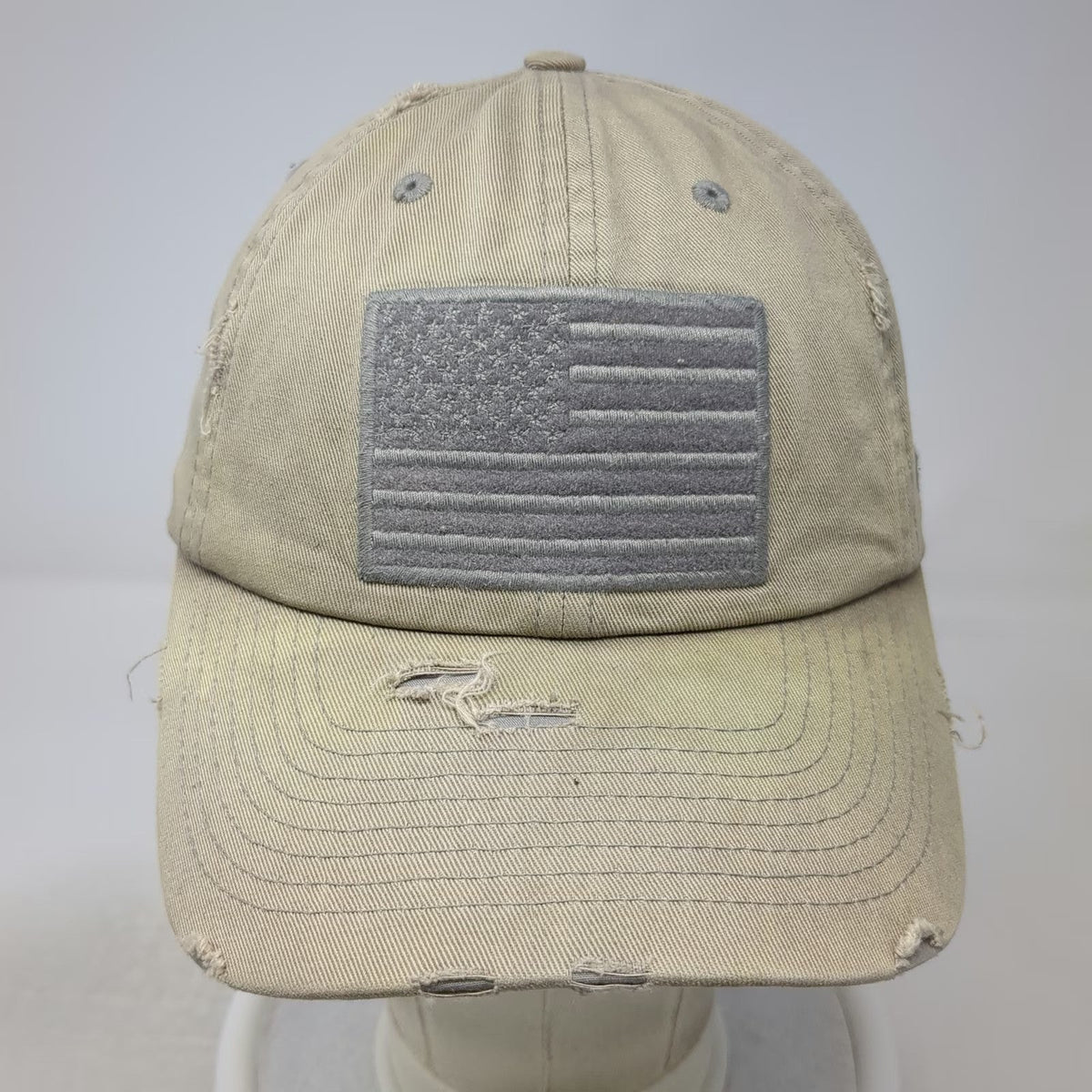 KBETHOS Baseball Cap Beige One Size Distressed American Flag USA Embroidery Hat
