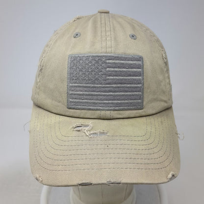 KBETHOS Baseball Cap Beige One Size Distressed American Flag USA Embroidery Hat