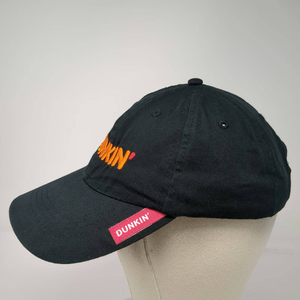 Dunkin' Baseball Cap Black One Size Strapback Embroidered Coffee Logo Adjustable