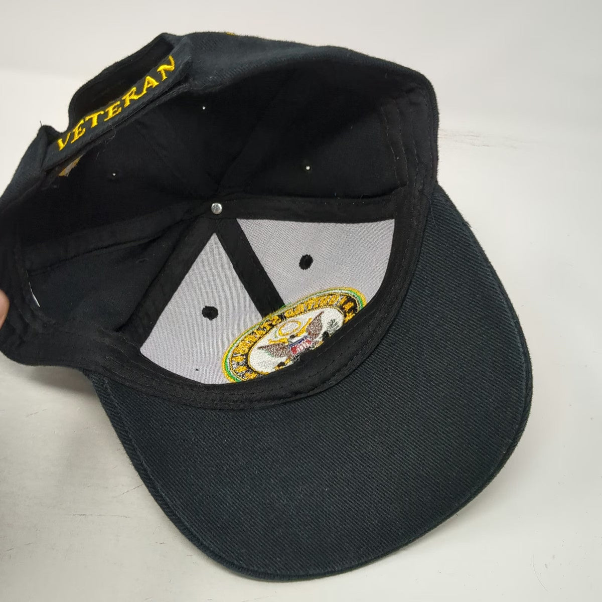 Black US Army Veteran Baseball Cap One Size Strapback Scrambled Eggs Logo Hat