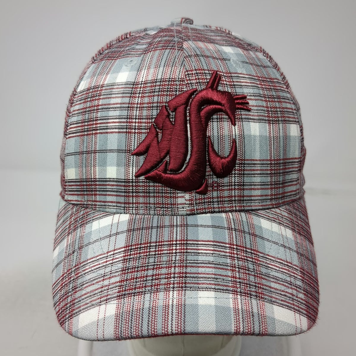 Washington State Cougars NCAA Top of the World Gray Red One Size Plaid Cap Hat