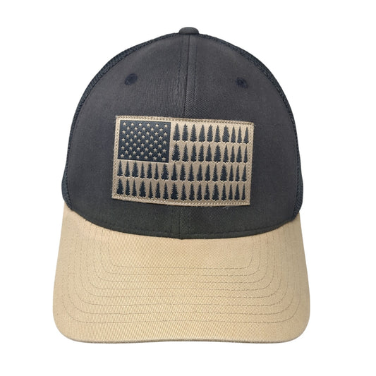 Columbia Tree Flag Fitted Trucker Hat Gray XL Lightweight Patriotic Mesh Back