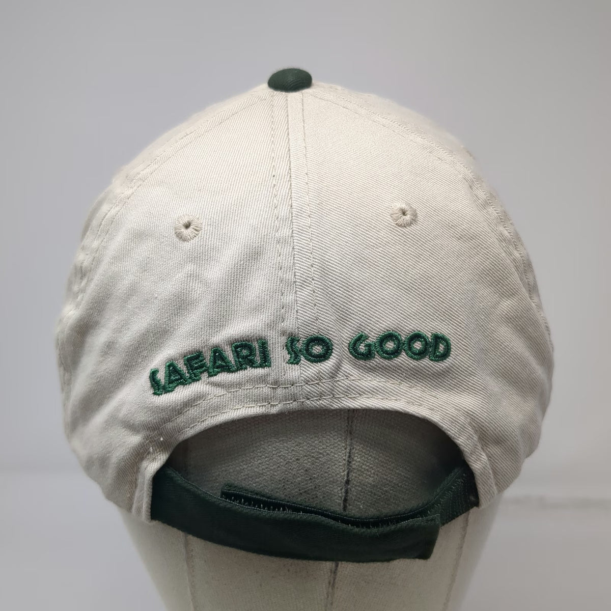 San Diego Zoo Safari Park Baseball Cap Beige OS Distressed Frayed Strapback Hat
