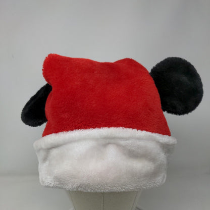 Christmas Mickey Mouse Ears Santa Hat Red One Size Party Costume Cap Disney Ruz