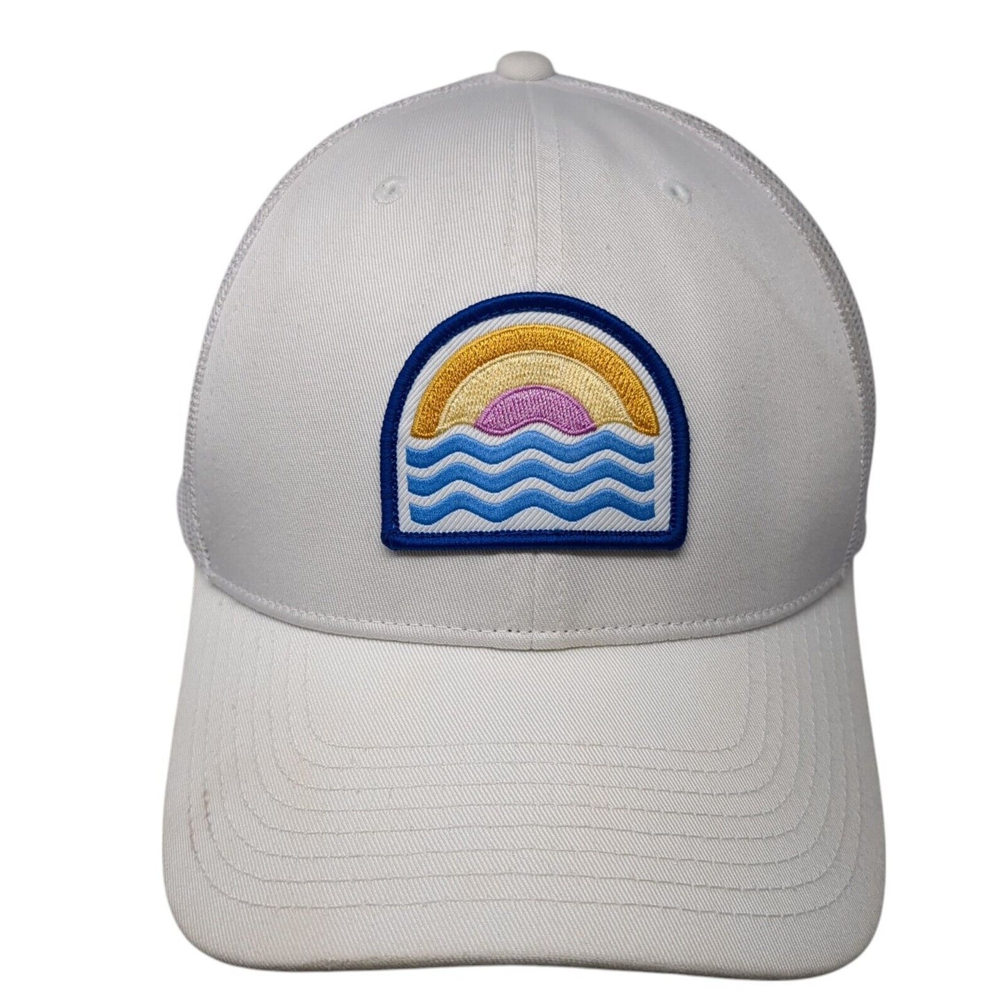 Sunset Waves Patch Snapback Trucker Hat White One Size Mesh Back Columbia