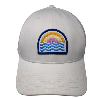 Sunset Waves Patch Snapback Trucker Hat White One Size Mesh Back Columbia
