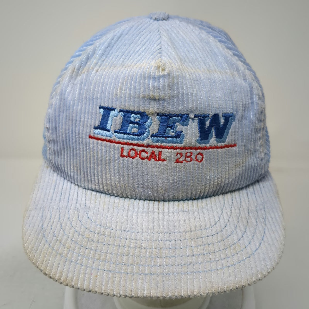 IBEW Local 280 Blue Red Green Trucker Hat One Size Snapback Corduroy USA Union