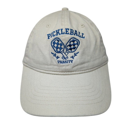 Pickleball Varsity Slideback Hat Tan OS Adjustable Embroidered 6 Panel Cotton
