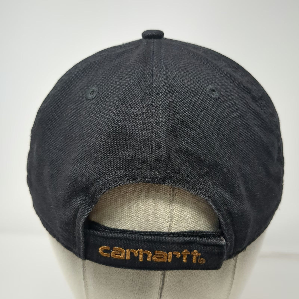 Carhartt Baseball Cap Black One Size Leather Patch Strapback Logo Canvas Hat