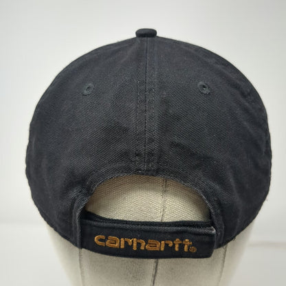 Carhartt Baseball Cap Black One Size Leather Patch Strapback Logo Canvas Hat