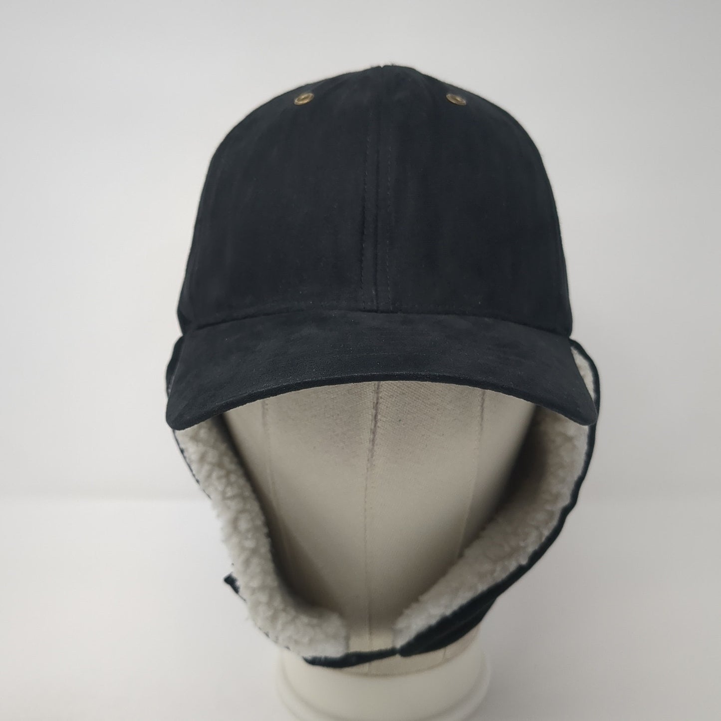 Magic Headwear Fitted Trapper Hat Black XL Faux Fur Lined Ear Flap Blank