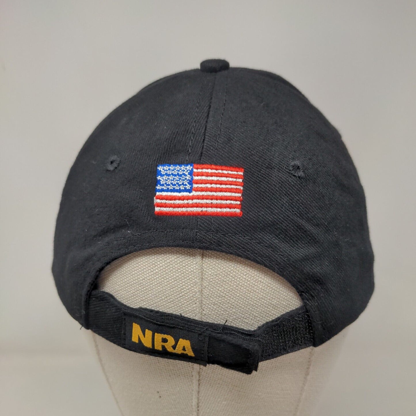 NRA Strapback Hat Black OSFA Adjustable Embroidered Patriotic 6 Panel