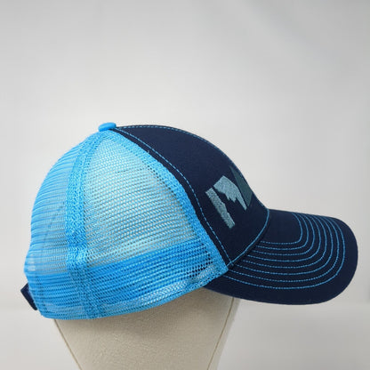 Idaho Strapback Trucker Hat Blue One Size Adjustable Embroidered Mesh Back