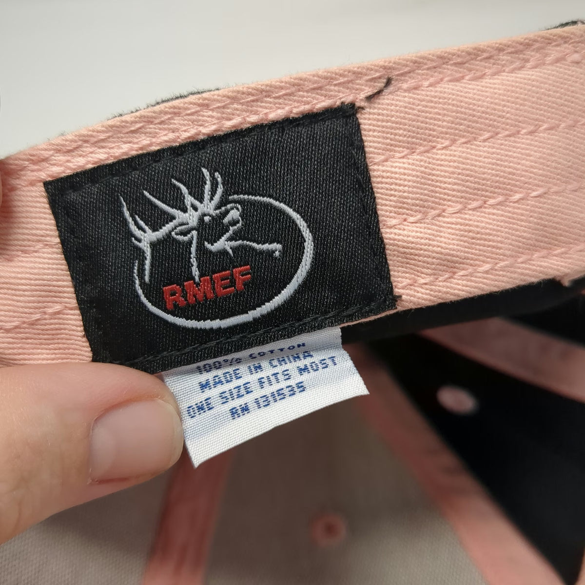RMEF Baseball Cap Pink Black One Size Slideback Elk Foundation Logo Scroll Hat