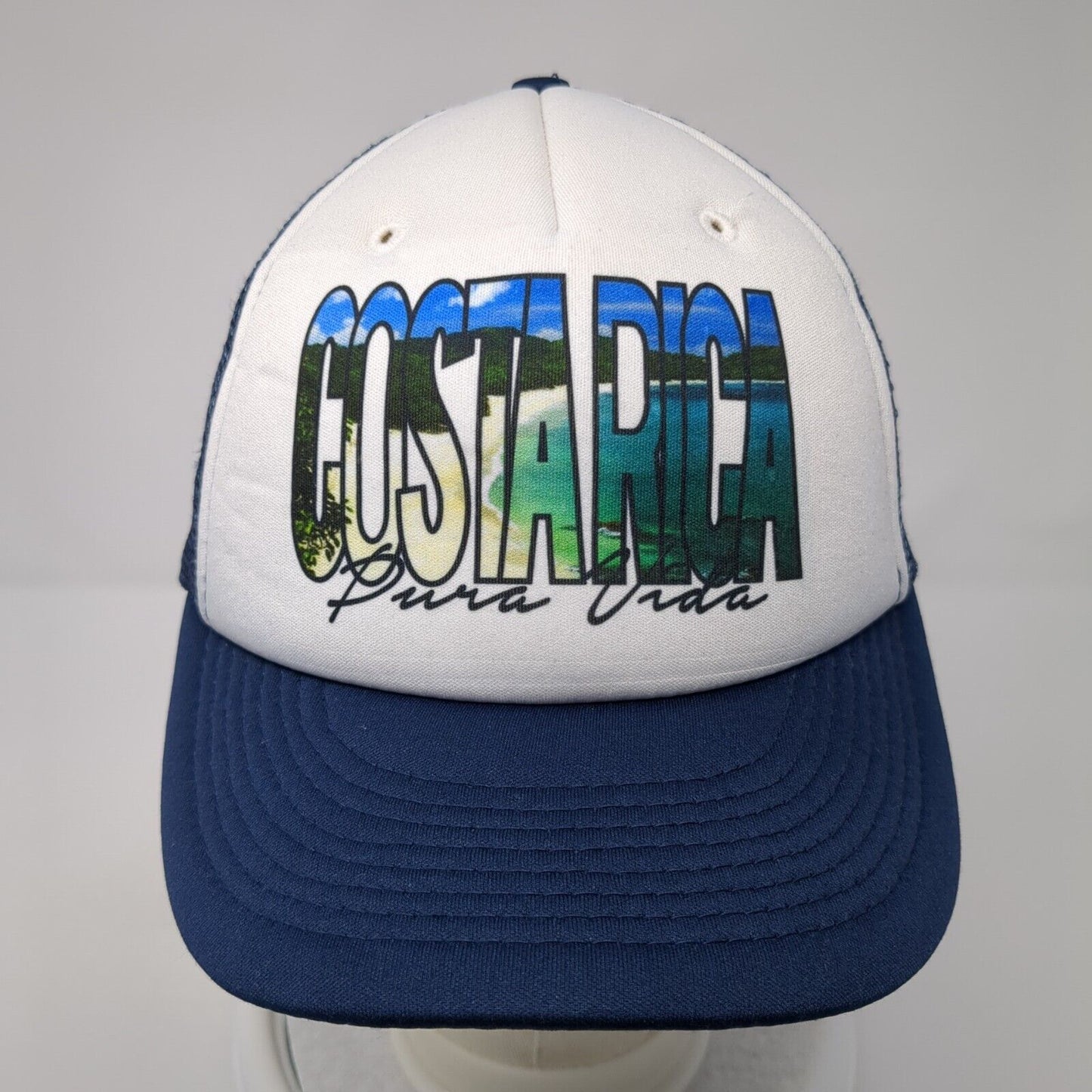 Costa Rica Pura Vida Snapback Mesh Back Trucker Hat Blue One Size Tuanis