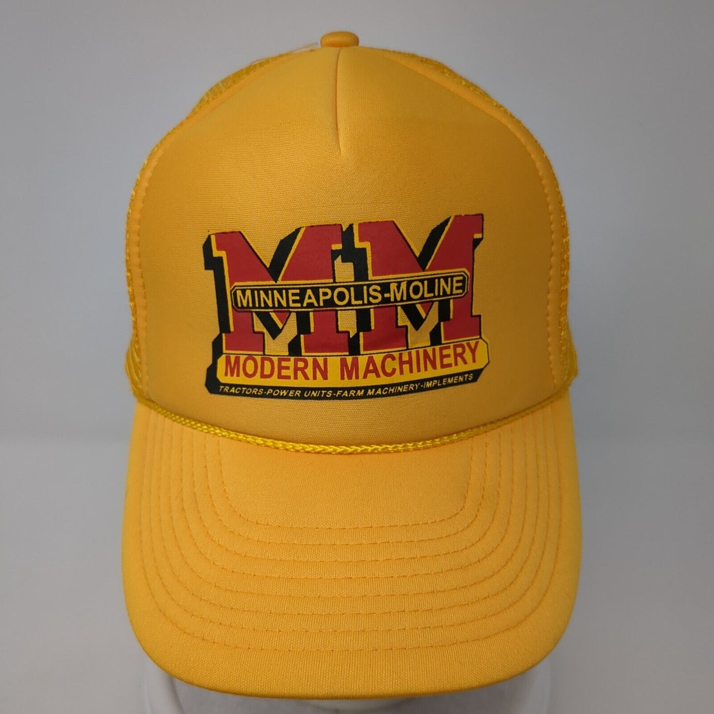 Minneapolis-Moline Snapback Rope Trucker Hat Yellow One Size Mesh Back