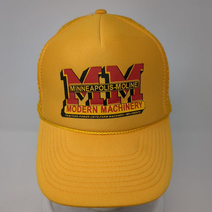 Minneapolis-Moline Snapback Rope Trucker Hat Yellow One Size Mesh Back