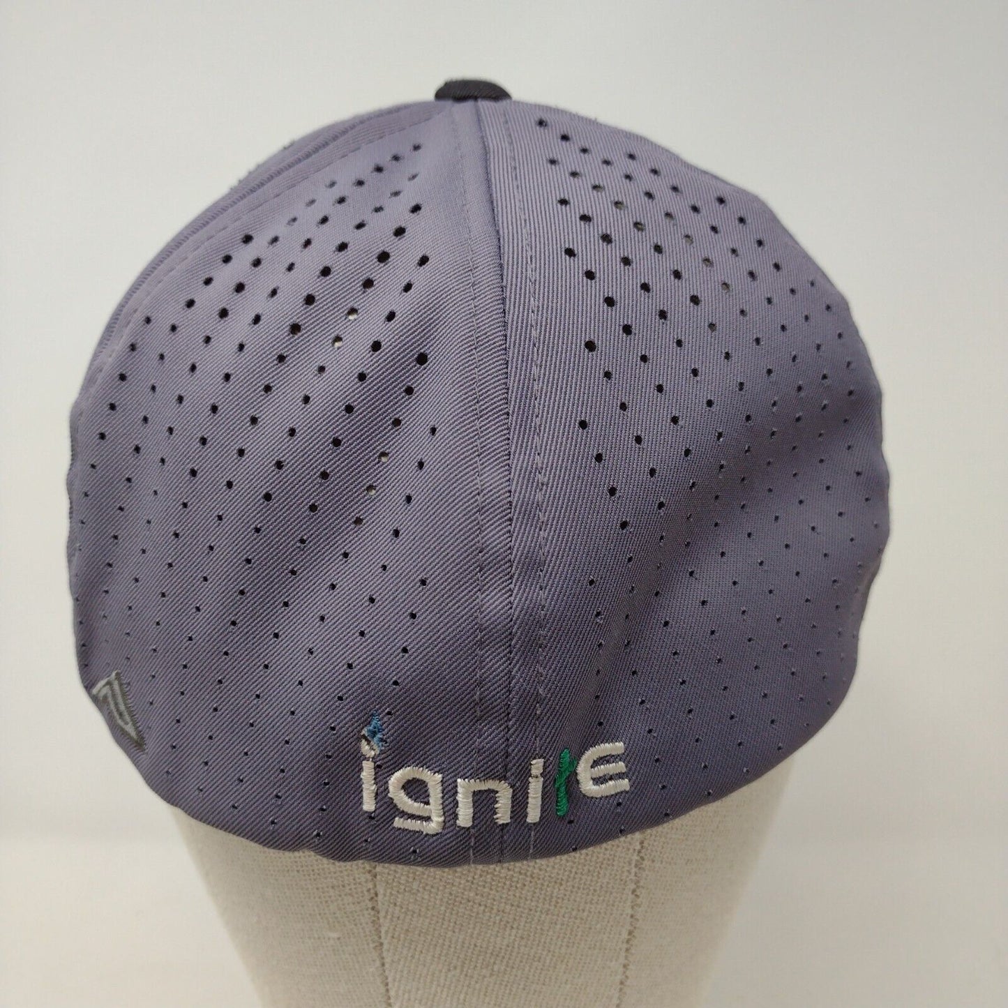 Ignite Fitted Hat Gray S-M Embroidered Flexfit Laser Cut Perforated