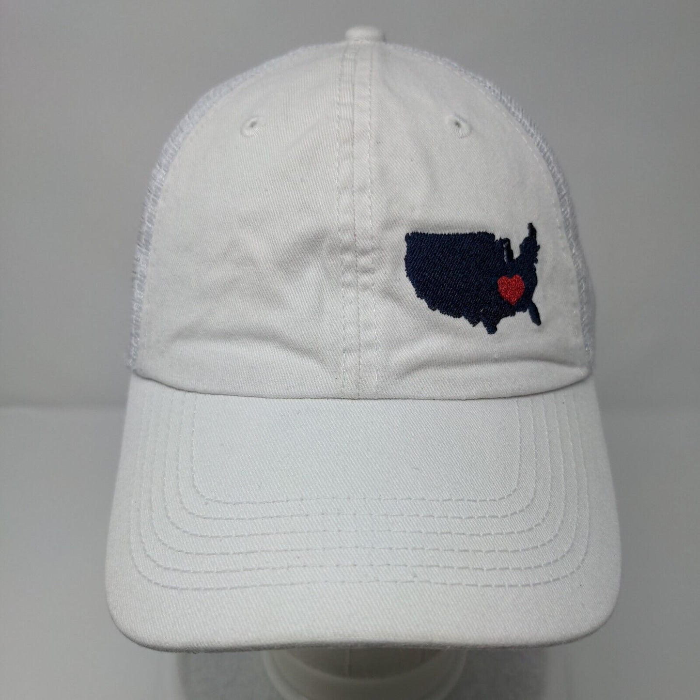 David And Young Snapback Mesh Back Trucker Hat White One Size Embroidered