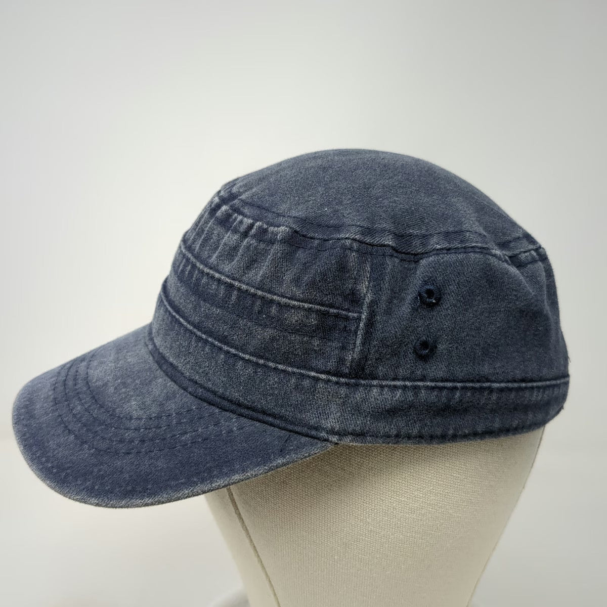 Army Cap Blue One Size Faded Denim Adjustable Slideback Military Style Cadet Hat