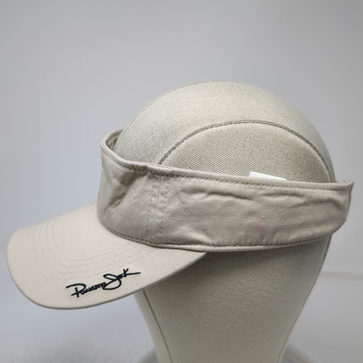 Panama Jack Visor Hat Beige One Size Strapback Cotton Signature Logo Embroidered
